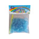 Rainbow Loom Bänder hellblau, 200 Stück + 12 Clips