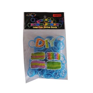 Colorful Loom Bänder hellblau, 200 Stück + 12 Clips