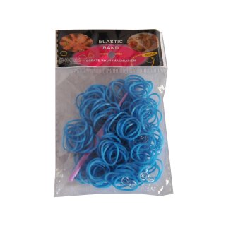 Loom Bänder hellblau, 200 Stück + 12 Clips