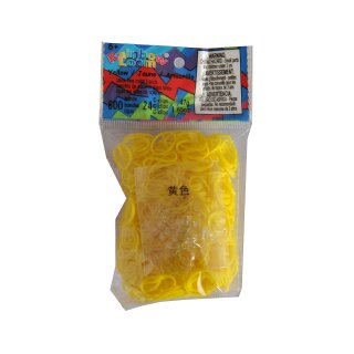 Rainbow Loom Bänder gelb, 600 Stück + 24 Clips
