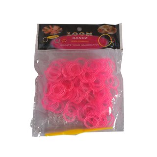 Loom Bänder rosa, 200 Stück + 12 Clips