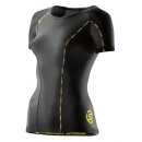 SKINS Top Short Sleeve Black/Limoncello Women