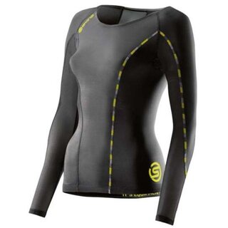 SKINS Top Long Sleeve Black/Limoncello Women