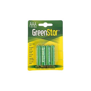 Green Star 4er Pack AAA 1,5V R03 Micro-Batterien, extra stark, ohne Quecksilber